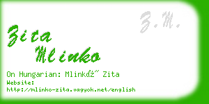 zita mlinko business card